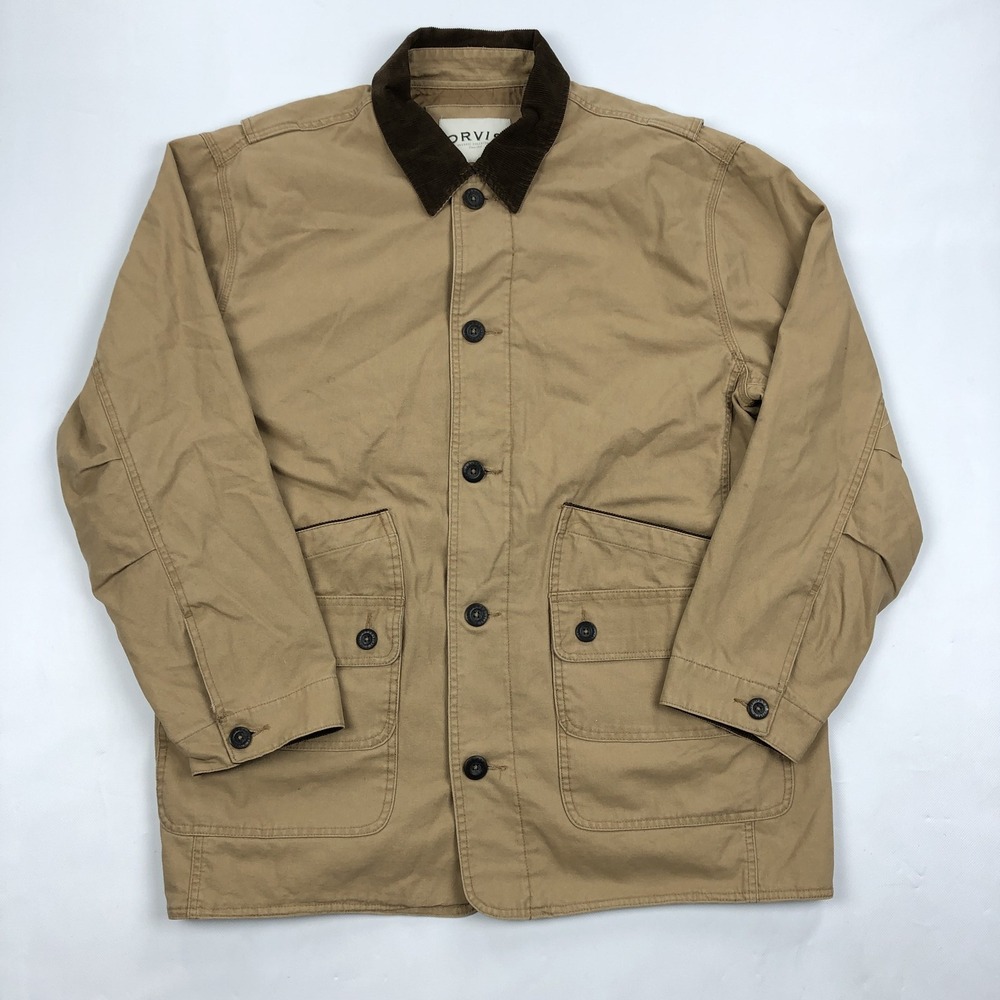 Orvis Classic Collection Men's XL Tan Quilted Lined Barn Coat Chore Jacket